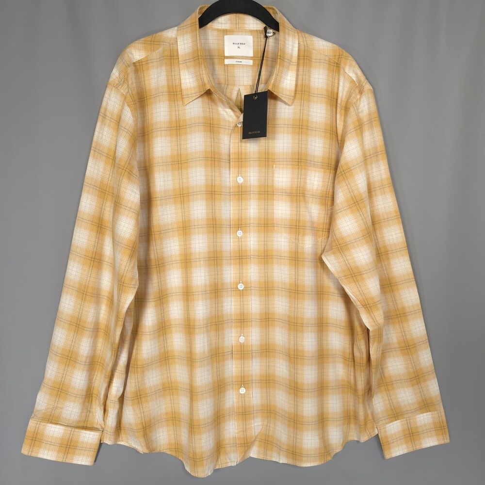 BILLY REID New Standard Bold Shadow Plaid Cypress Shirt XL Yellow Cotton 1021911
